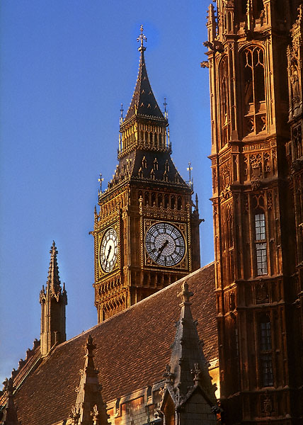 Big Ben and the houses of Parliament in London.