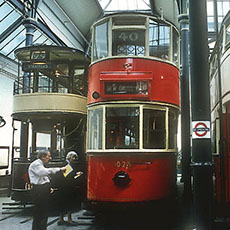 Streetcars in the London Transport Museum.