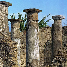 Columns inside a house in Pompeii.