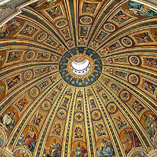 The ceiling of the dome of Saint Peter’s Cathedral in Rome.