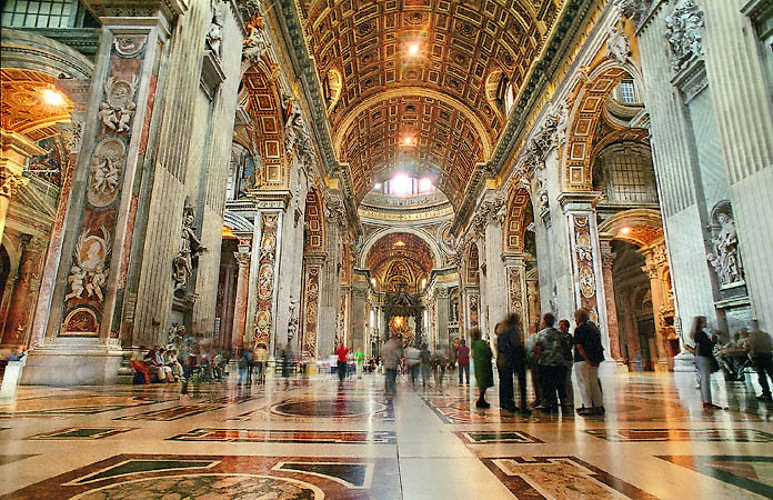 The interior of Saint Peter’s Basilica in Rome.