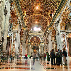 The main entrance of Saint Peter’s Cathedral in Rome.