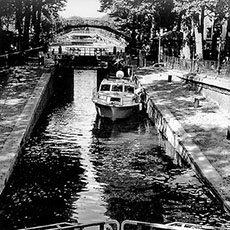 A basin between two sets of locks on canal Saint-Martin.