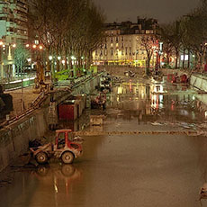 Le canal Saint-Martin vidé pour des travaux de rénovation.