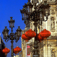 Chinese lanterns in front of Hôtel de Ville.