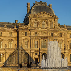 The Louvre Museum’s pavillon Sully at sunset.