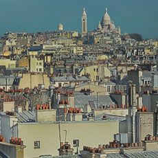 The southern side of Montmartre and Sacré-Cœur seen from the 9th arrondissement.