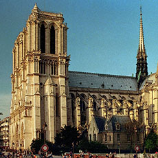 The southern façade of Notre-Dame seen from the Left Bank.