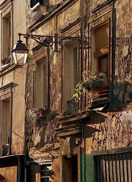 Des fenêtres et façades sur la rue Sainte-Marthe.