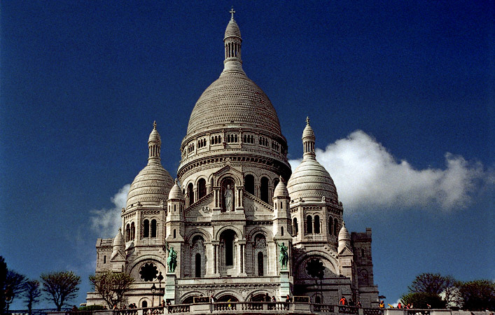 The main façade of Sacré-Cœur Basilica.