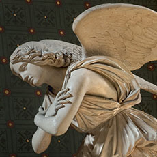 A sculpture of an angel in Saint-Gervais church.