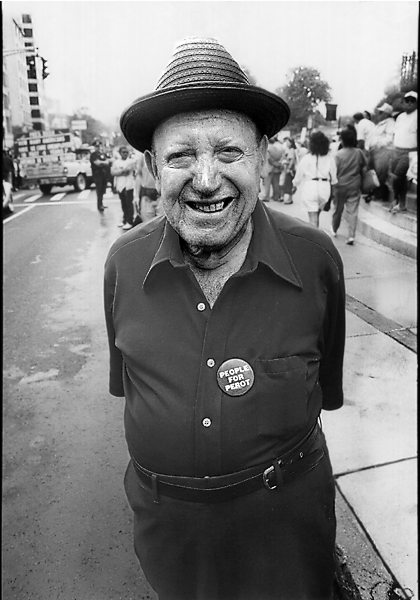 A Ross Perot supporter at a rally in Boston, 1992.