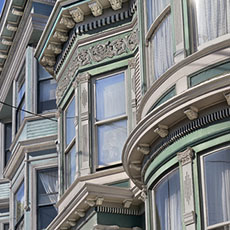 Two Victorian houses in San Francisco.