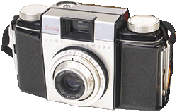 The Kodak Pony II, an entry-level 35 mm camera from the 1950s.