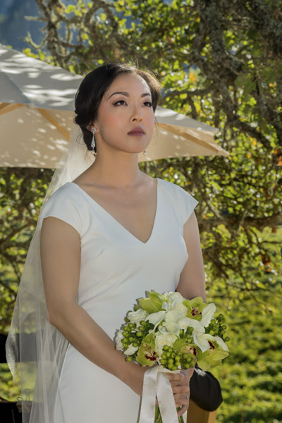 Jing Qing Huang at her wedding in Sonoma, California.