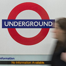 Un panneau d’information dans le métro de Londres.