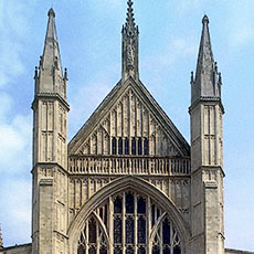 The façade of Winchester Cathedral.
