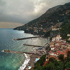A view of Amalfi from its surrounding hills.