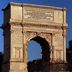 The west side of the Arch of Titus in Rome.