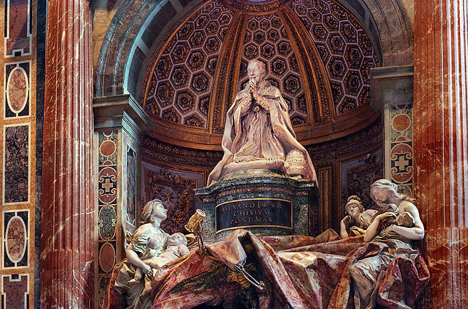 La tombe du pape Alexandre VII dans la basilique Saint-Pierre.