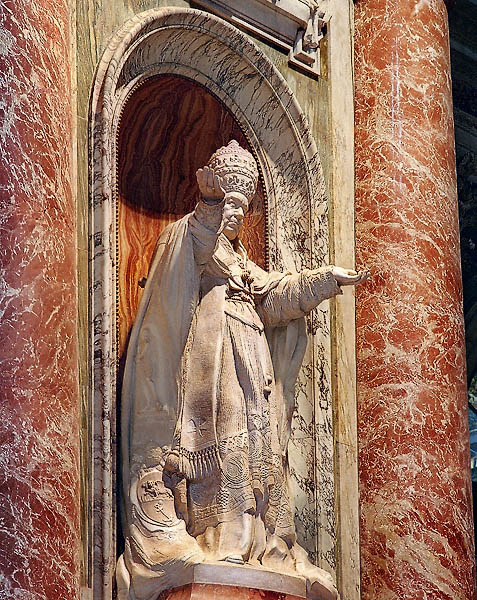 A statue of Pope Pius X inside Saint Peter’s basilica in Rome.