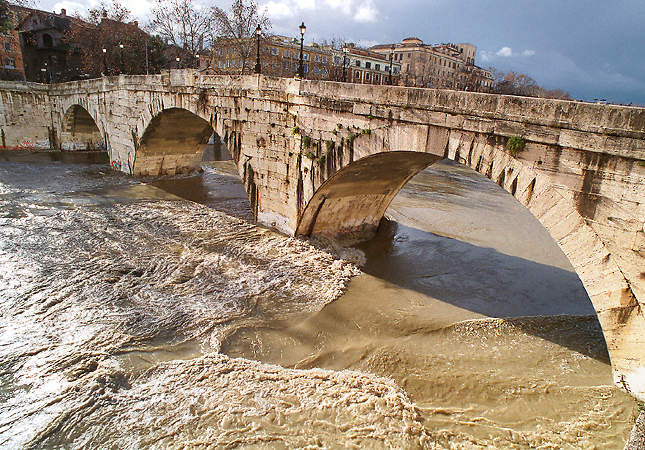Ponte Cestio, a bridge over the Tiber River in Rome.
