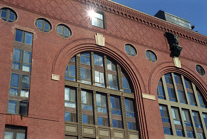 An end of the nineteenth century brick warehouse at 357 Commercial Street in Boston.