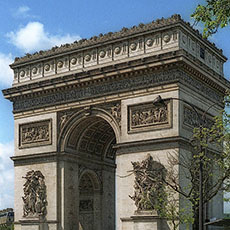 The eastern side of l’Arc de Triomphe in the spring.
