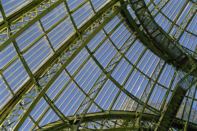 Iron girders supporting the glass ceiling of the Grand Palais.