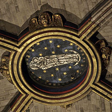 The medallion on Notre-Dame’s ceiling above the high altar.