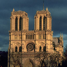 The main façade of Notre-Dame seen from the Left Bank.
