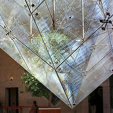 The bottom point of the Inverted Pyramid in the Carrousel du Louvre.