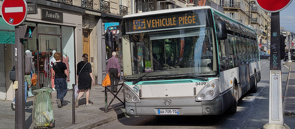 A boobytrapped RATP bus in Paris