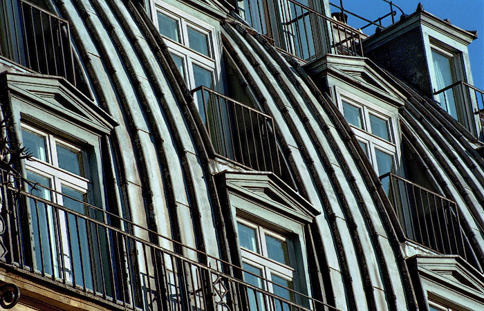 Windows on the top three floors at 9, rue de Castiglione.