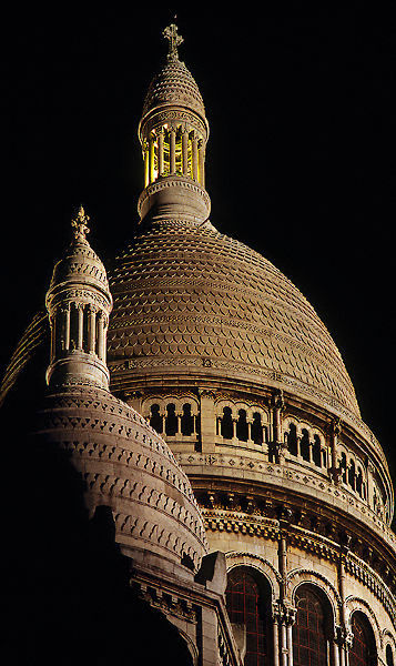 Basilica Sacré-Cœur’s cupolas at night.