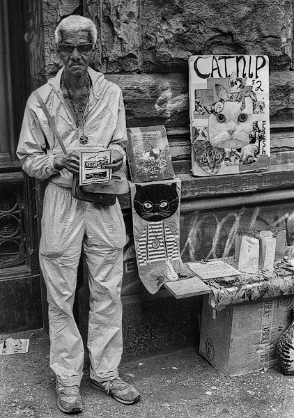 A man selling catnip in Manhattan.