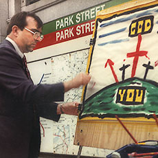 An evangelist painting in the Boston Common.