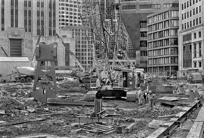 The construction site of the Garage at Post Office Square in the Financial District, Boston.