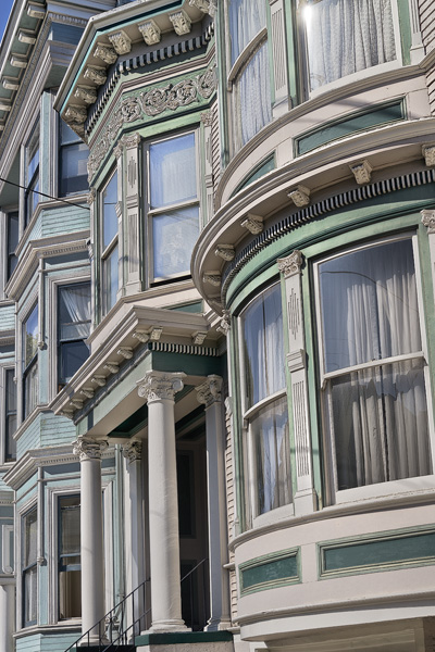 Two classic Victorian houses in San Francisco.