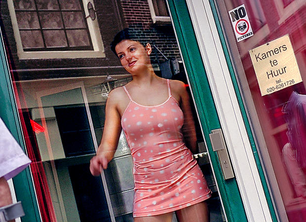 A woman in Amsterdam’s Red Light district