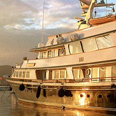 A luxurious yacht in dock in Saint-Tropez.