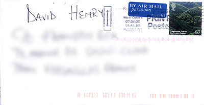 An envelope in which a fake check sent by a scammer.
