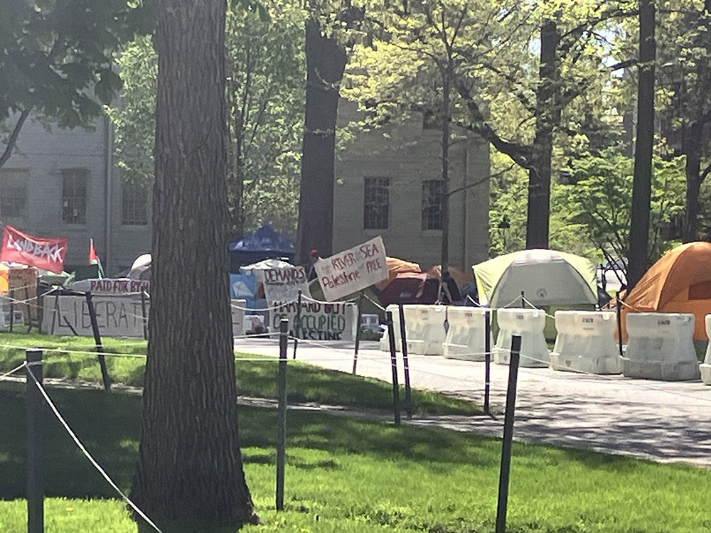 MIT students in encampment to protest the Israeli war on Gaza and demand divestment from Israel.