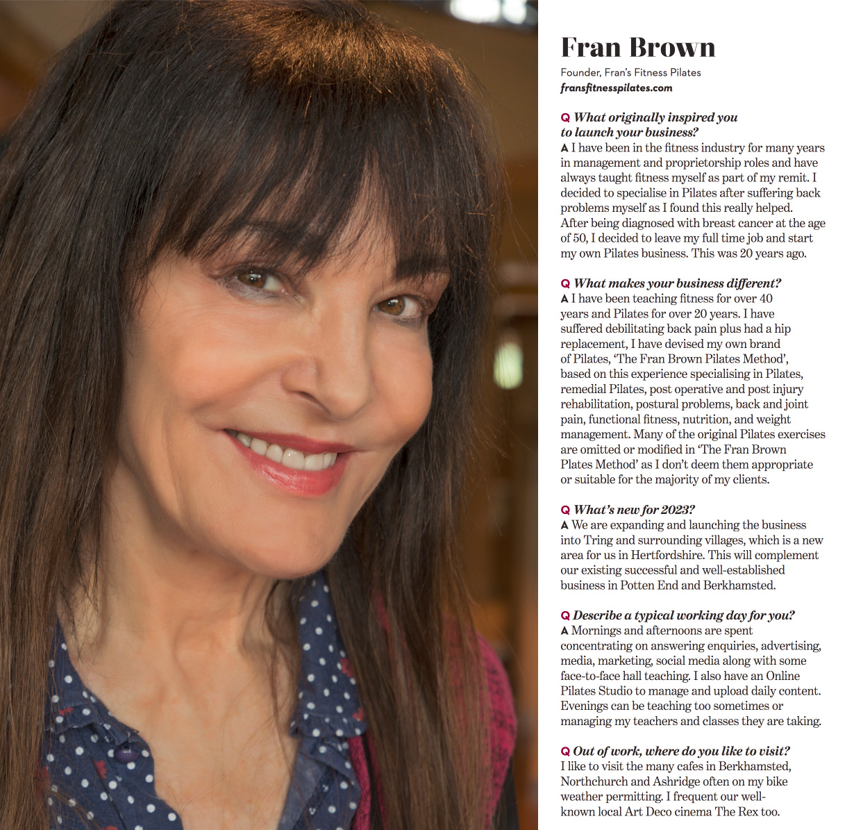 Frances Brown, proprietor of Fran’s Fitness Pilates.