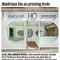 The H2O dry cleaning shop in the September 11th 2012 issue of the newspaper «Le Parisien».